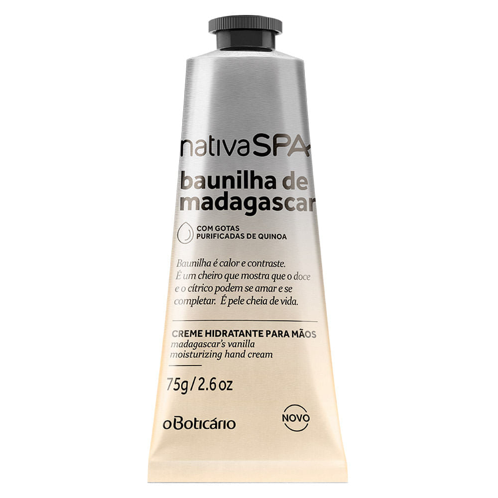 O Boticario Creme Hidratante Para Mãos Nativa SPA Baunilha de Madagascar 75g