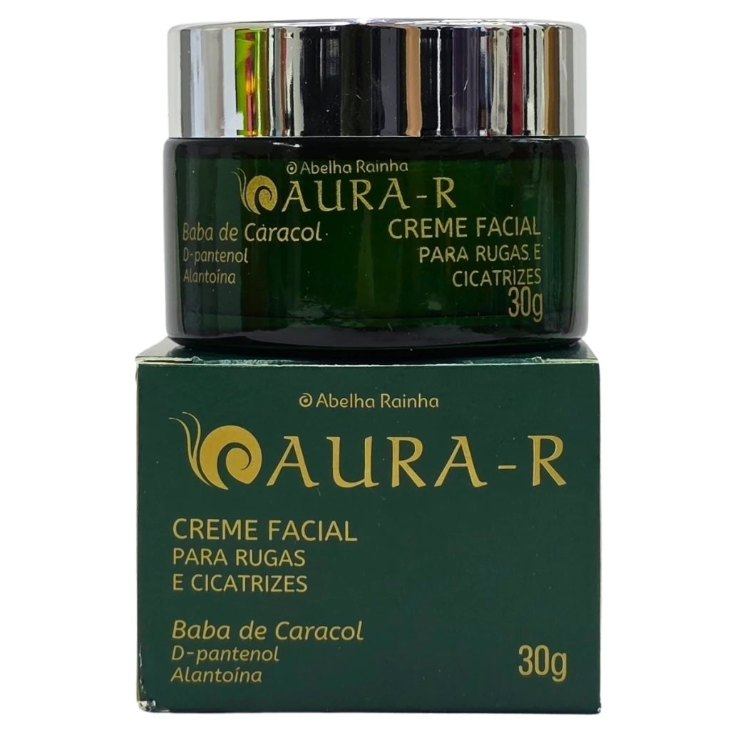 Creme Facial Para Rugas e Cicatrizes Reconstituinte Aura-R Baba De Caracol Abelha Rainha 30g0