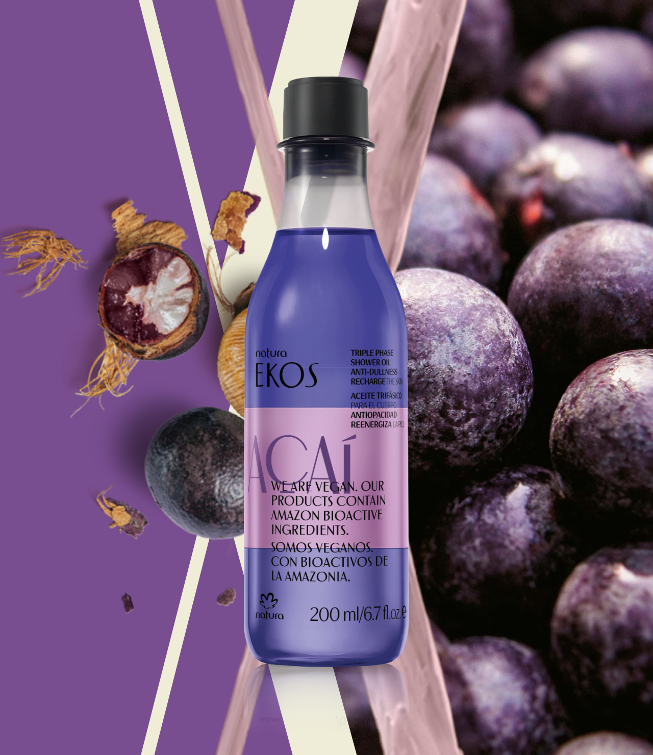 Óleo Trifásico Ekos Açaí - Desodorante Corporal Antioxidante para Pele Lumosa