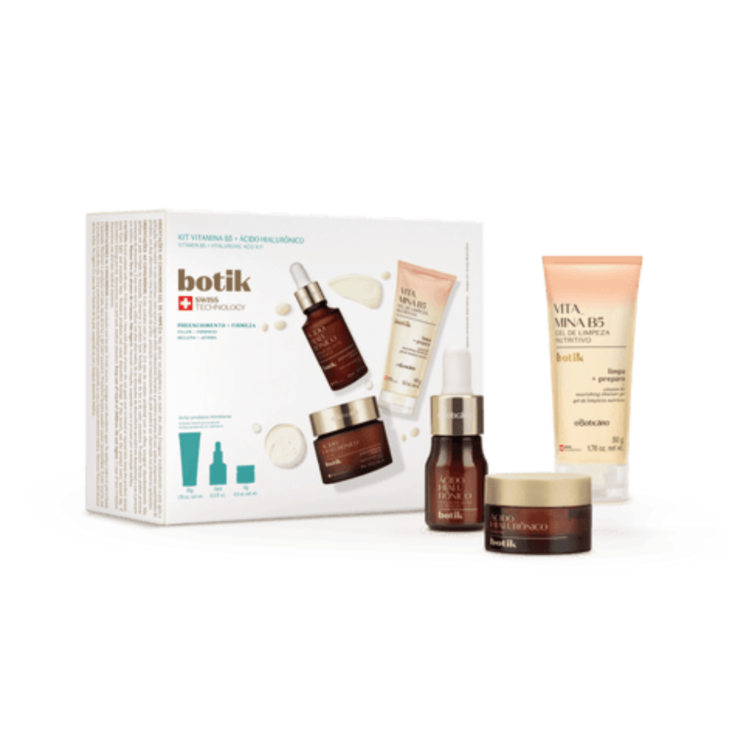 Kit Skincare Botik: Ácido Hialurônico + Vitamina B5 (3 produtos)