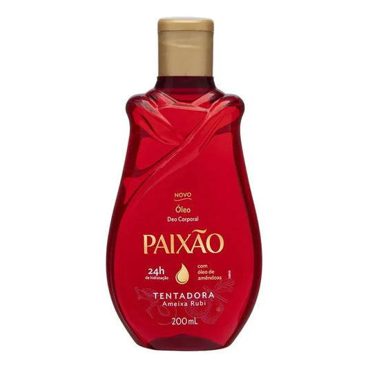 Óleo Corporal Paixão Tentadora 200ml – Hidratação 24h com Óleo de Amêndoas e Ação Desodorante