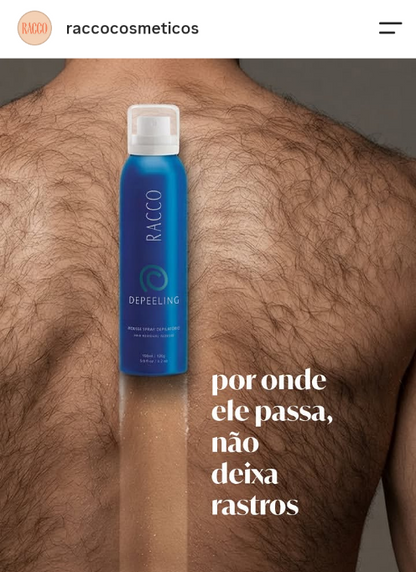 Mousse Spray Depilatório Depeeling Racco 150ml – Depilação Sem Dor e Rápida