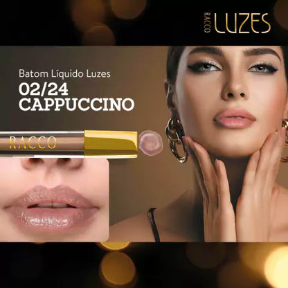Batom Líquido Luzes Racco – Cappuccino, 3,5g | Nude Sofisticado com Acabamento Acetinado