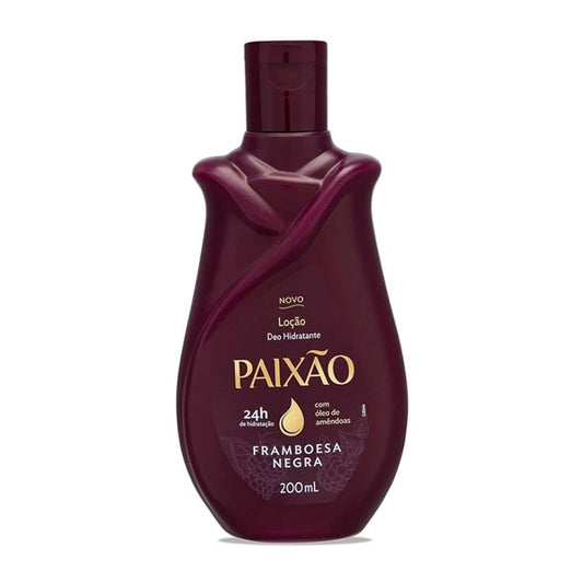Loção Hidratante Paixão Framboesa Negra 200ml – Hidratação 24h com Óleo de Amêndoas e Ação Desodorante