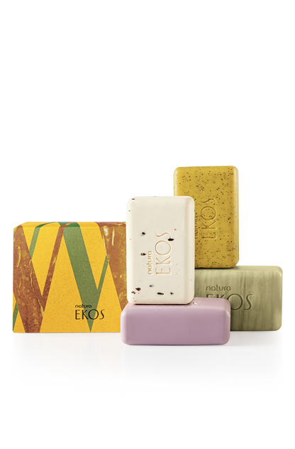 Conjunto de Sabonetes Cremosos e Esfoliantes EKOS: CASTANHA ANDIROBA AÇAÍ & MARACUJÁ